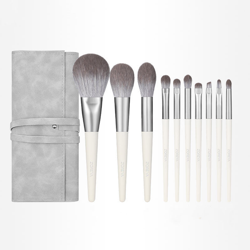 ZOREYA Silver Foxtail 10-piece makeup brush set