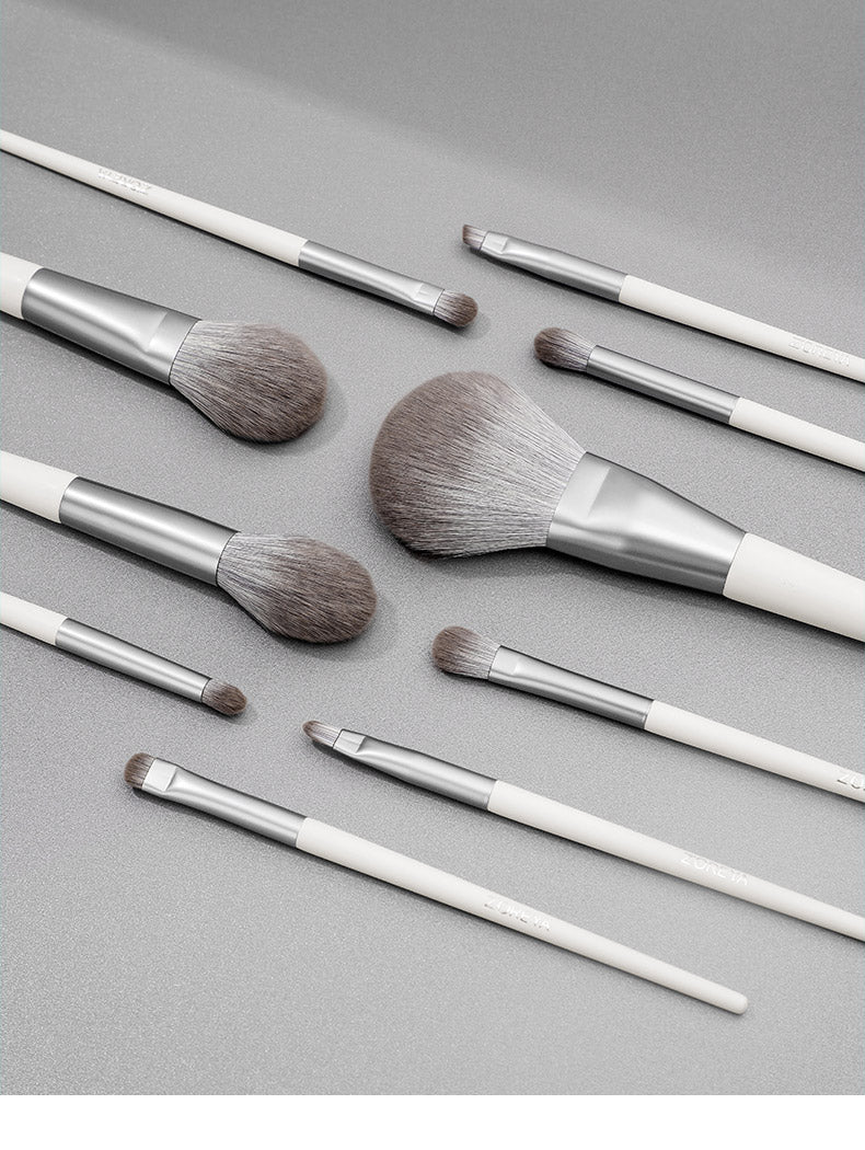 ZOREYA Silver Foxtail 10-piece makeup brush set