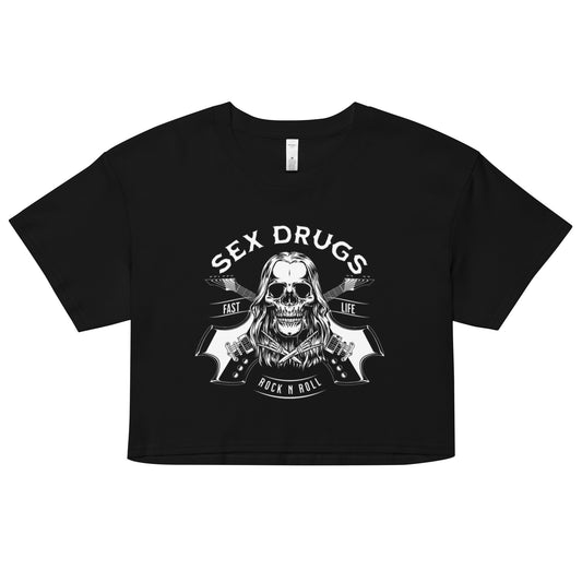 Sex Drugs Rock n Roll crop top tee