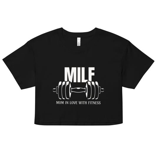 Mom in Love with Fitness crop top tee