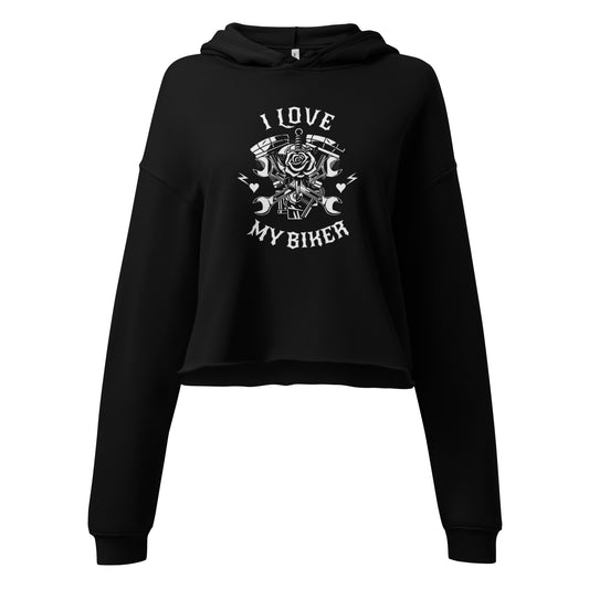 I Love My Biker cropped hoody